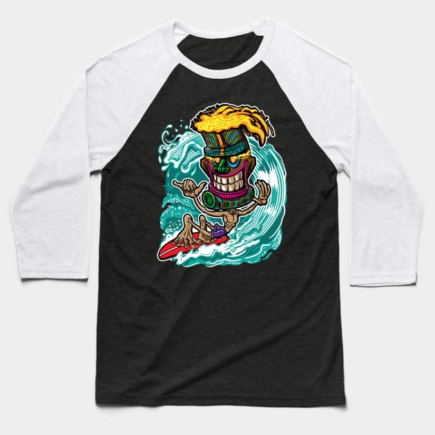 Tiki Surfer Boi Baseball T-Shirt by eShirtLabs